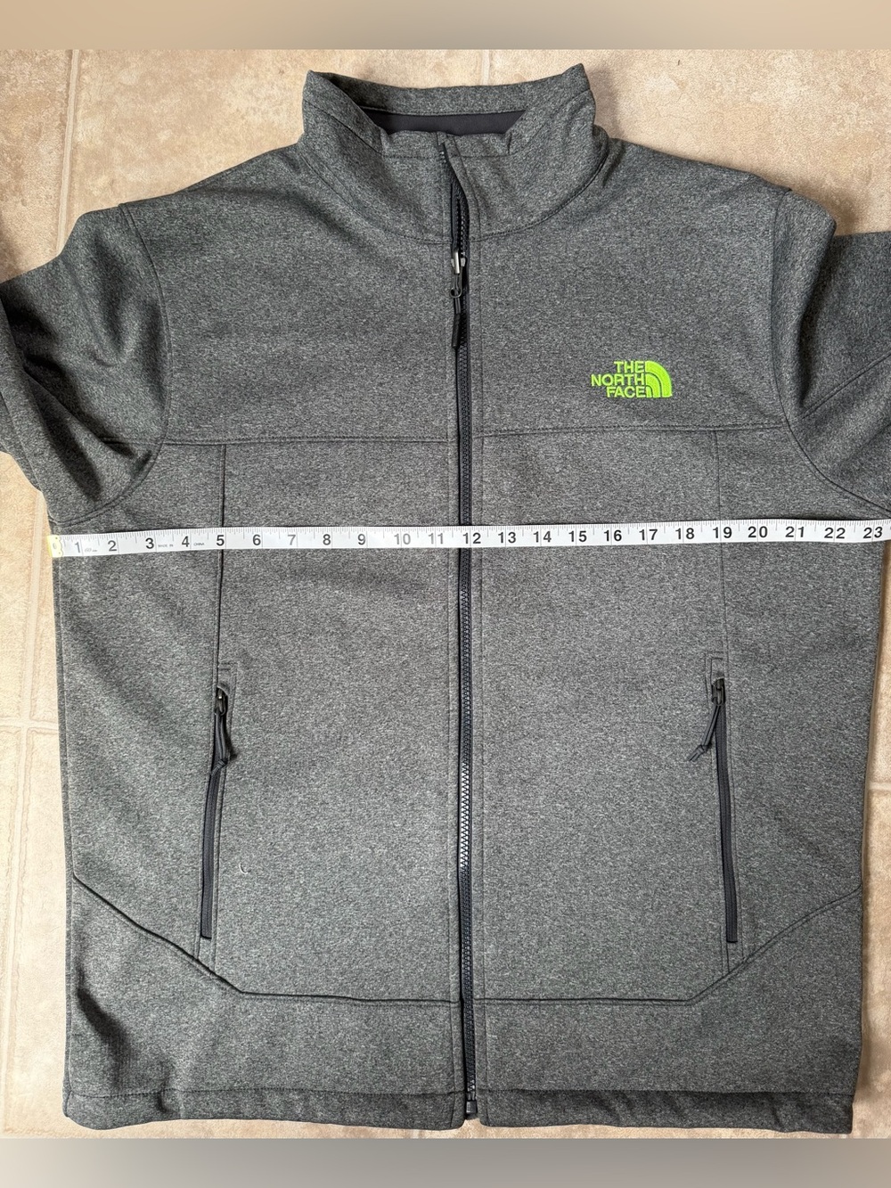 The North Face Men's Apex Canyonwall Jacket SoftShell Grey w/Lime Logo Size L - Picture 7 of 8
